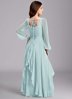 Azazie Clara Junior Abito A-Line in Chiffon Blusa Sea Glass image8
