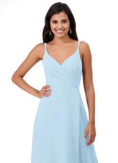 Azazie Lennon Bridesmaid Dresses Sky Blue A-Line Lace Chiffon Dress image6