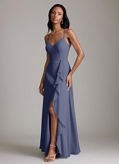 Azazie Naeem Bridesmaid Dresses Stormy A-Line V-Neck Ruffle Chiffon Dress image5