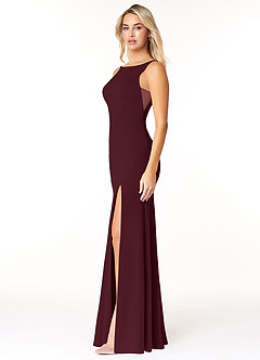 Azazie Rogue Bridesmaid Dresses Cabernet Mermaid Scoop Side Slit Stretch Crepe Dress image3