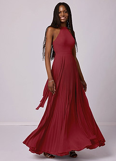 Barbie ♥ Azazie Bridesmaid Dresses Pomegranate A-Line Pleated Chiffon Dress image5