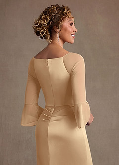 Azazie Nampa Final Sale Champagne Sheath Pleated Mesh Dress image6