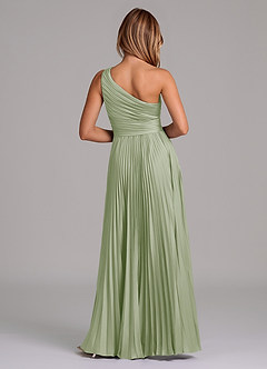 Azazie Lyrica 신부 들러리 드레스 A라인 한쪽 어깨 스트레치 새틴 비대칭 드레스 image8