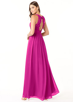 Azazie Luz Bridesmaid Dresses Fuchsia A-Line Lace Chiffon Dress image4