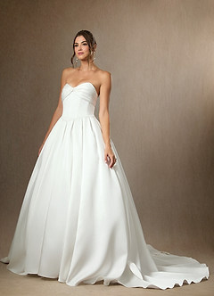 Azazie Desarae Vestidos de novia Vestido de Diamante Blanco de Satén de doble cara de Corte Princesa con Sin tirantes image2