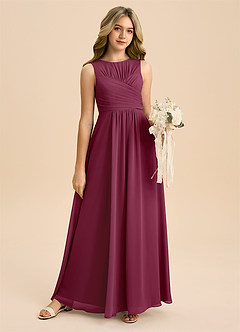 Azazie Skyla Junior Mulberry A-Line Pleated Chiffon Dress image6
