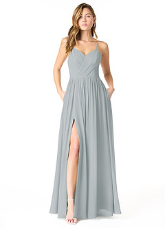 Azazie Cora Bridesmaid Dresses Dolphin Grey A-Line Pleated Chiffon Dress image1