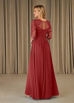 Azazie Mirielle Mother of the Bride Dresses Rust A-Line Scoop Lace Chiffon Dress image4