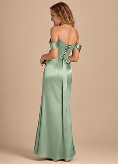 Azazie Shea Final Sale Matcha Mermaid Off the Shoulder Metallic Satin Convertible Dress image5