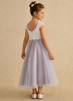 Azazie Momo Flower Girl Dresses Ivory Pomegranate A-Line Lace Dress image2