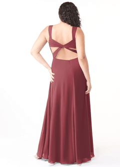 Azazie Nahrin Bridesmaid Dresses Merlot A-Line V-Neck Pleated Chiffon Dress image8