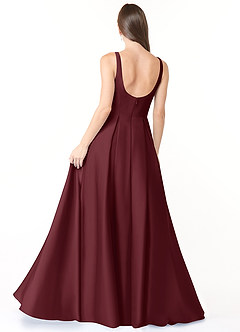 Azazie Neve Bridesmaid Dresses Cabernet Ball-Gown with Pockets Stretch Satin Dress image2