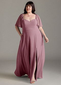 Azazie Chloe Bridesmaid Dresses Vintage Mauve A-Line Sweetheart Neckline Chiffon Dress image7