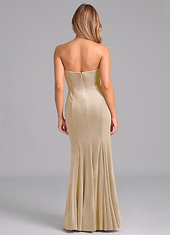 Azazie Yinnie Bridesmaid Dresses Champagne Mermaid Strapless Velvet Convertible Dress image6