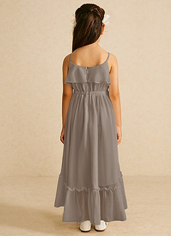 Azazie Karmen Flower Girl Dresses Taupe A-Line Ruched Chiffon Dress image3