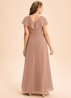 Azazie Lainey Junior Abito A-Line in Chiffon Con Tasche Champagne Rosa image2