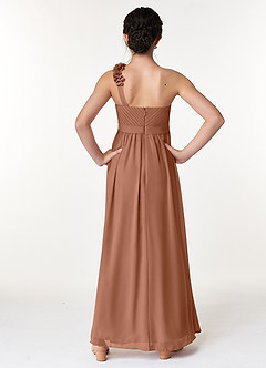 Azazie Flower Junior Robe Trapèze en Mousseline de soie Plissée Bronze image2