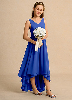 Azazie Kitten Junior Formal Flower Girl Dresses Royal Blue A-Line Chiffon Dress image3