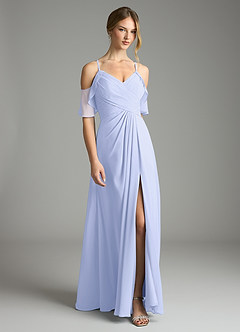 Azazie Dakota Bridesmaid Dresses Lavender A-Line V-Neck Pleated Chiffon Dress image3