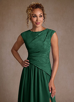 Azazie Kalleen Moeder van de bruid jurken A-Lijn Jurk van Chiffon Geplooid Donkergroen image6