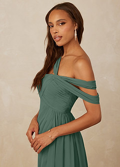 Christian Siriano Bridal for Azazie 1014 Bridesmaid Dresses Sea Moss A-Line Off the Shoulder Chiffon Dress image2