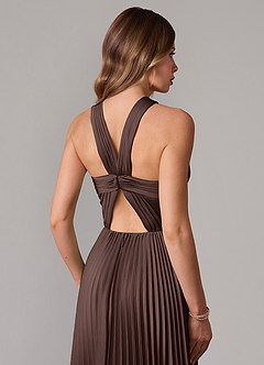 Azazie Afra Abiti da Damigella Abito A-Line in Raso Elasticizzato Plissettato Ganache image6