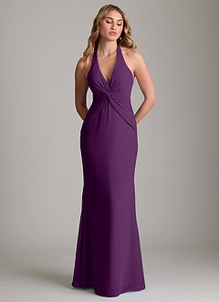 Azazie Valerie Vestidos de damas de honor Vestido de Uva de Gasa de Corte Sirena con Plisado image3