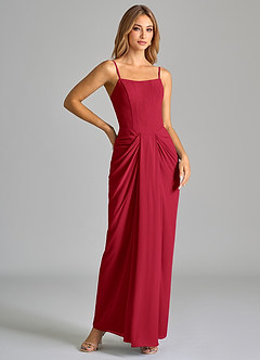 Azazie Anaïs Bridesmaid Dresses Scarlet Sheath Strapless Chiffon Dress image6