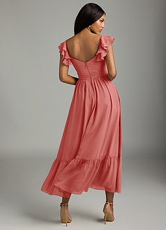 Azazie Anaya Brautjungfernkleider Eine Linie Herzausschnitt Chiffon Kleid Antike Rose image5