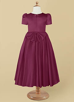 Azazie Anirra Flower Girl Dresses Mulberry Ball-Gown Pleated Matte Satin Dress image10