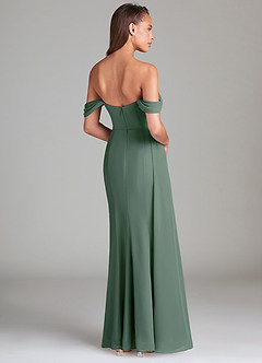 Azazie Amyra Bridesmaid Dresses Eucalyptus Sheath Off the Shoulder Chiffon Convertible Dress image4
