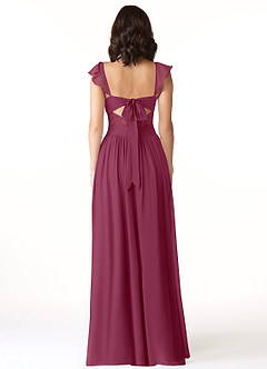 Azazie Lissa Bridesmaid Dresses Mulberry A-Line Lace Chiffon Dress image2