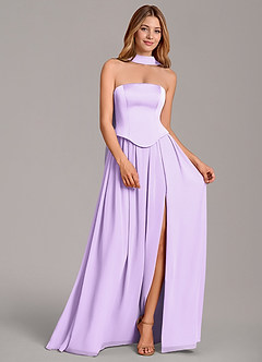 Azazie Cadence Bridesmaid Dresses Lilac A-Line Corset Stretch Satin Convertible Dress image3