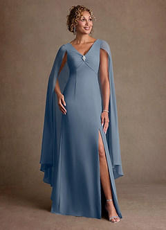 Azazie Boudica 신부의 어머니 드레스 A라인 주름진 쉬폰 플로어 길이 드레스 image3