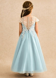 Azazie Dandelion Flower Girl Dresses Mist Ball-Gown Lace Dress image5