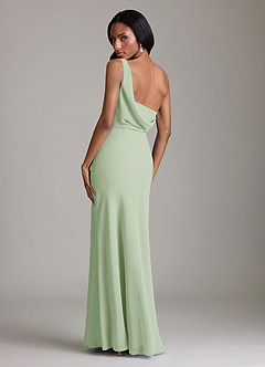 Azazie Madelyn Bridesmaid Dresses Dusty Sage Mermaid One Shoulder Chiffon Convertible Dress image10