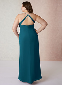 Azazie Manila Bridesmaid Dresses Ink Blue Sheath V-Neck Chiffon Dress image8