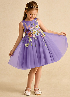 Azazie Prima Flower Girl Klänningar Klänning A-Line i Tyll Rosett image3