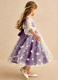 Azazie Elowen Flower Girl Dresses Grape A-Line Sweetheart Neckline Lace Dress image6