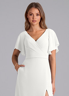 Azazie Ambrosia Šaty pro družičky A-Line Plisovaný Šifón Délka podlahy Šaty image2