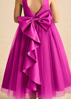 Azazie Solia Jurken voor bloemenmeisjes Baljurk Jurk van Tule Boog Fuchsia image7