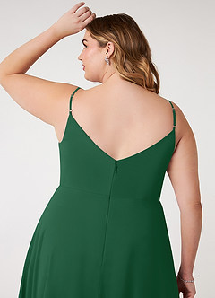 Azazie Daenerys Bridesmaid Dresses Dark Green A-Line Cowl Chiffon Dress image12