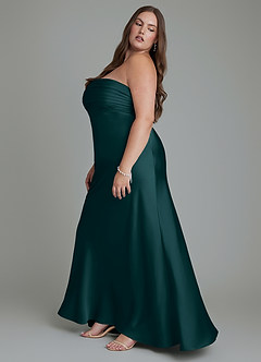 Azazie Saylor Vestidos de damas de honor Vestido Pino de Satén Elástico de Corte Sirena con Palabra de honor image13