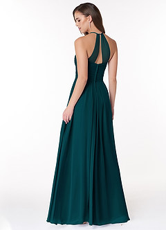 Azazie Ginger Bridesmaid Dresses Pine A-Line Halter Pleated Chiffon Dress image4