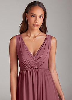 Azazie Tanicia Bridesmaid Dresses Desert Rose A-Line Pleated Chiffon Dress image5