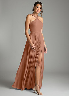 Azazie Afra Bridesmaid Dresses Bronzer A-Line Pleated Chiffon Dress image3