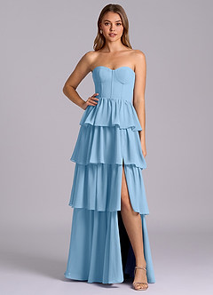 Azazie Faye Bridesmaid Dresses Steel Blue A-Line Sweetheart Neckline Chiffon Dress image1