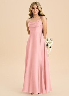 Azazie Bear Junior Powder Pink A-Line Sweetheart Neckline Stretch Satin Dress image6