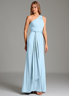 Azazie Taina Brautjungfernkleider A-Linie One-Shoulder Premium Stretch Jersey Kleid Himmelblau image3