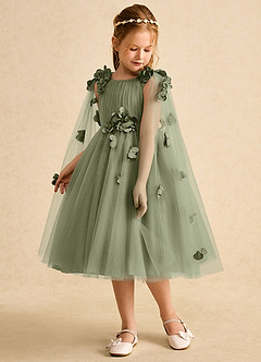 Azazie Staria Abiti da Ragazza di Fiori Abito Principessa in Tulle Increspato Pistacchio image5